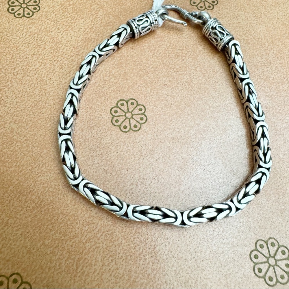 Solid 925 Sterling Silver Byzantine Bracelet - image 1